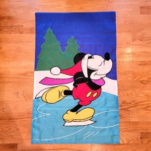 DISNEY ♡ 1990 Vintage Mickey Mouse Ice Skating Outdoor Decorative Flag 28"x 39"